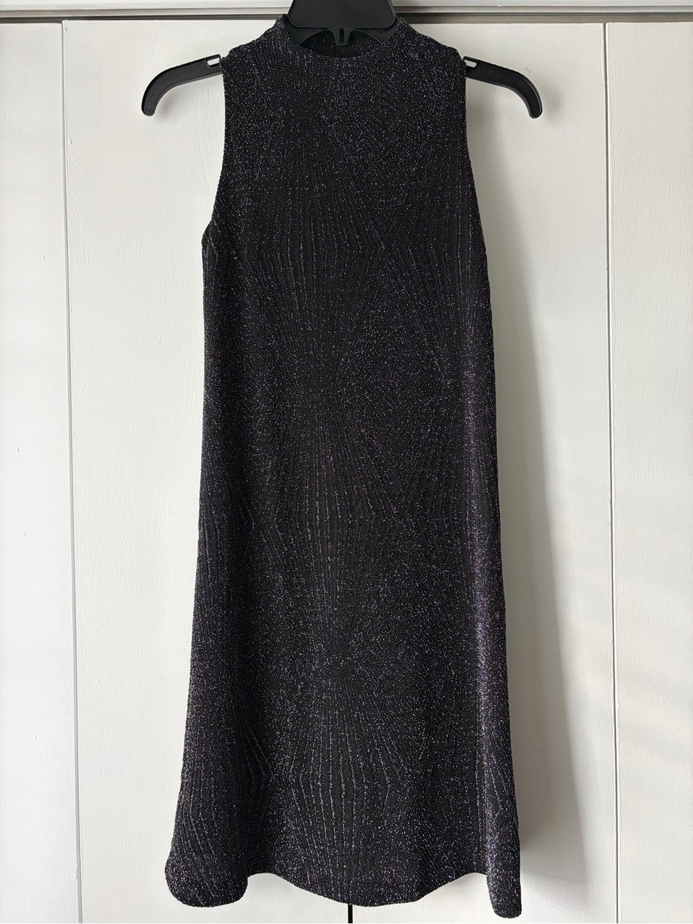 ECI Sleeveless Metallic A-Line Dress in Black